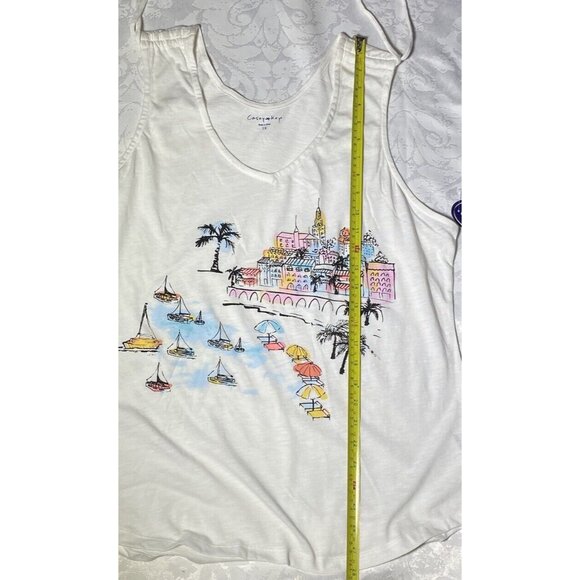 Casey Key Watercolor Size 1X Beach Seaside Vacation Lounge Tank Top Bling NWT - Picture 9 of 14